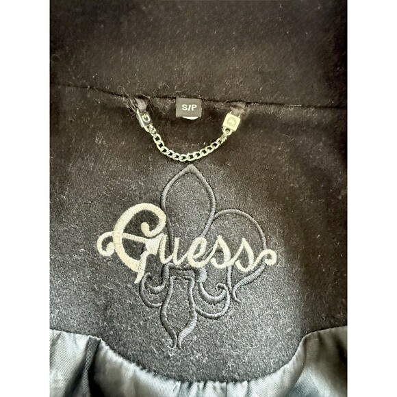 GUESS Vintage Wool Blend Double-Breasted Pea Coat Women’s Size S Black Y2K - Picture 5 of 6